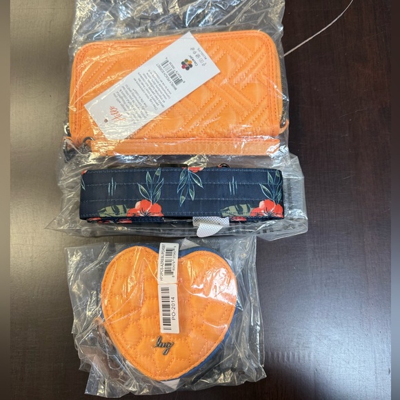 lug Handbags - combo:Whirly RFID Wristlet Wallet; Heart in🍑Peach Sorbet & 1.5in crossbody strap